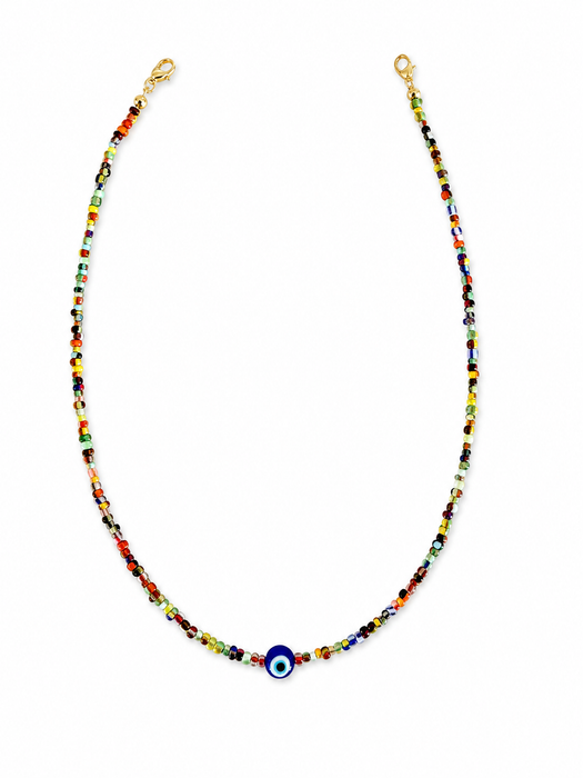 Evil eye Czech bead necklace